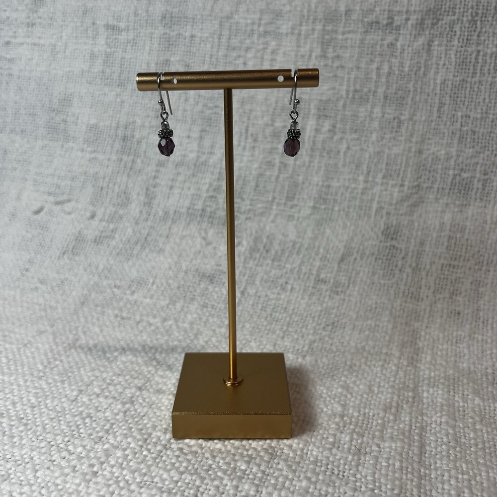 Purple Blue Multicolor Crystal Beaded Drop Dangle Earrings Streetwear Preppy
